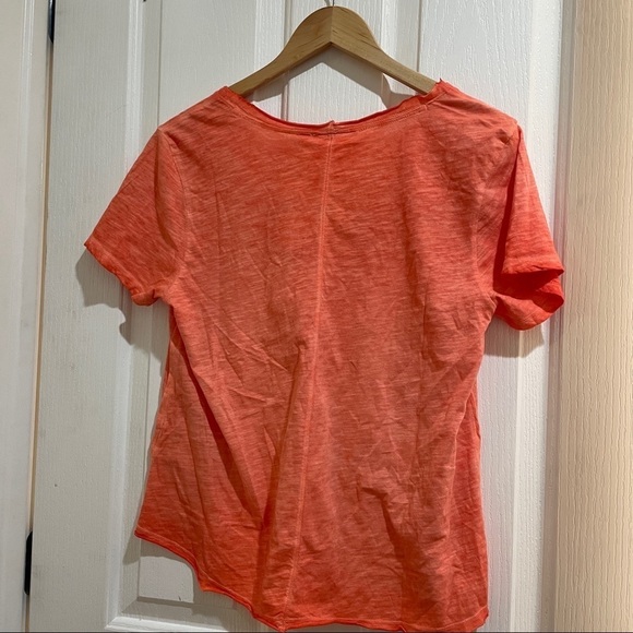 Nwt Anthropologie Maeve Arista Washed Tee Summer Top Orange Coral Cotton v-neck - Picture 5 of 5